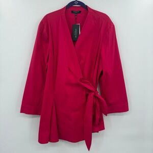 NWT LAFAYETTE 148 HOT PINK WRAP BLOUSE SIZE‎ 20W - FLAWS